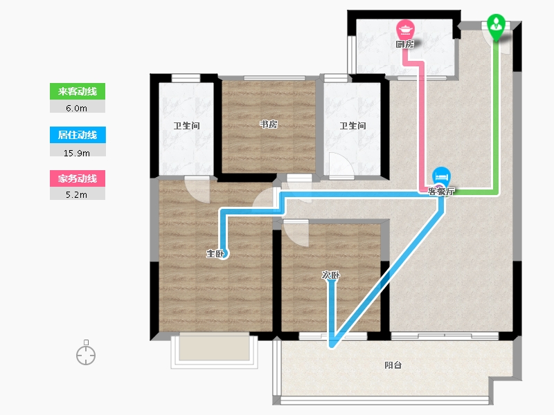 安徽省-宿州市-万成哈佛国际-95.00-户型库-动静线