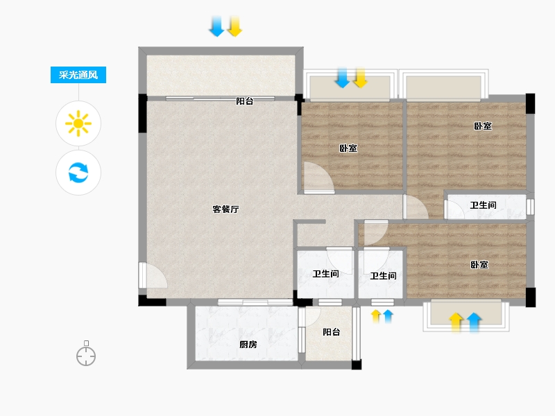 广东省-韶关市-乐昌利华雅居-93.36-户型库-采光通风