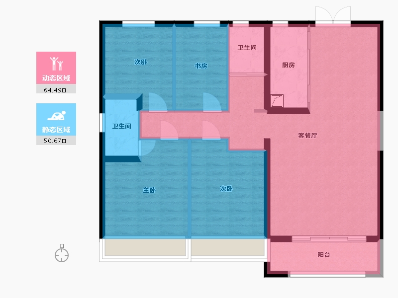 陕西省-西安市-碧桂园高新时代-104.06-户型库-动静分区