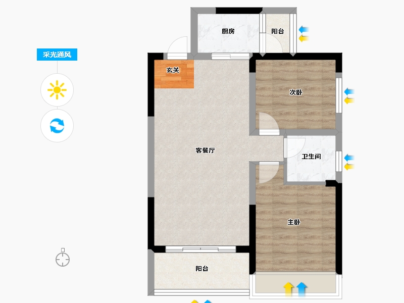 湖南省-长沙市-富兴•汇中央-65.55-户型库-采光通风