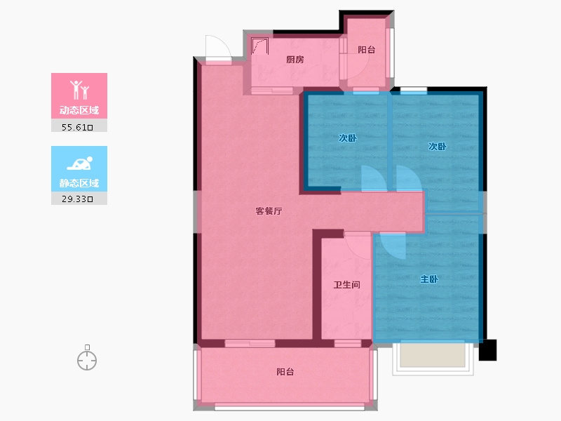 湖南省-常德市-城投·十里外滩-74.96-户型库-动静分区