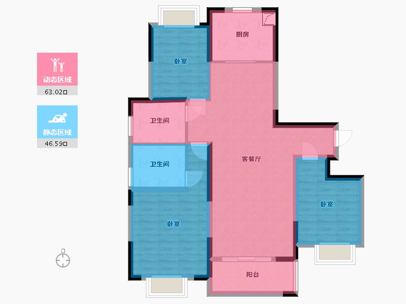 湖北省-武汉市-汉津阳光城-98.00-户型库-动静分区