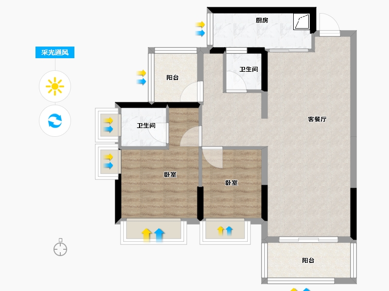 广东省-河源市-兴业城-74.00-户型库-采光通风