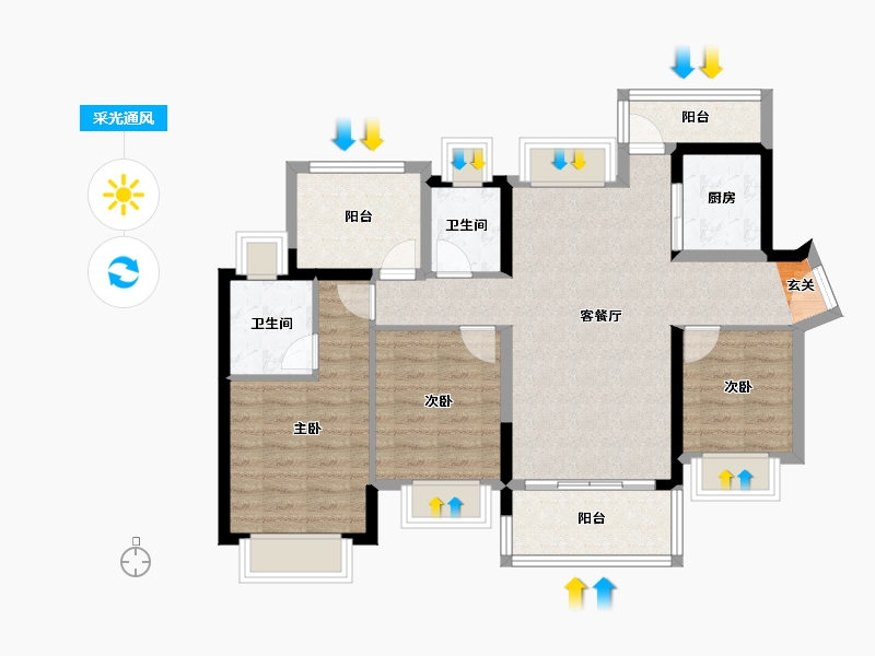 广东省-惠州市-星河荣域-87.84-户型库-采光通风