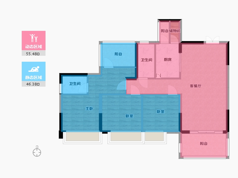 广东省-深圳市-昊龙华庭-90.92-户型库-动静分区