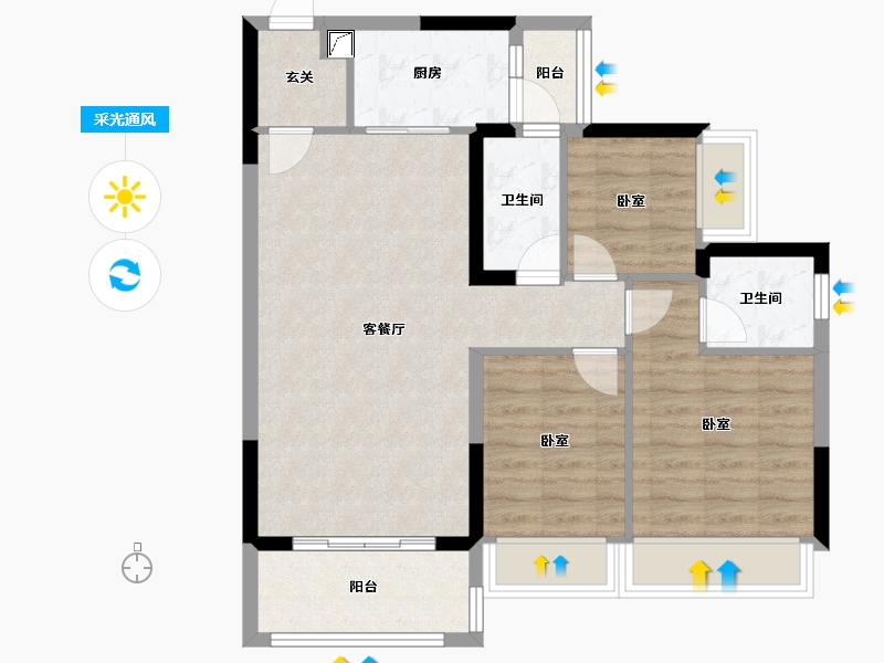 广东省-惠州市-星悦花园-77.86-户型库-采光通风