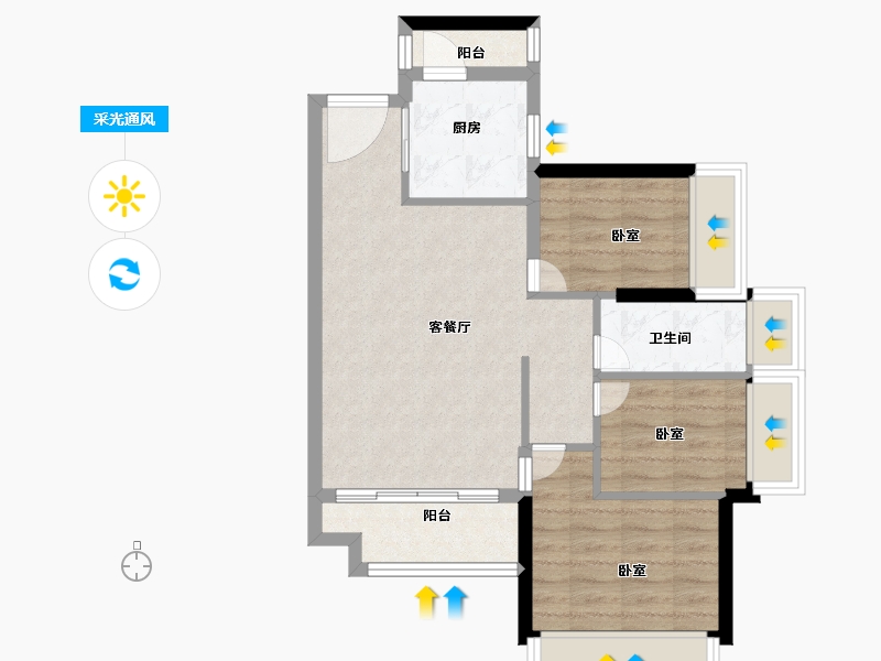 广东省-深圳市-中粮凤凰里-63.00-户型库-采光通风