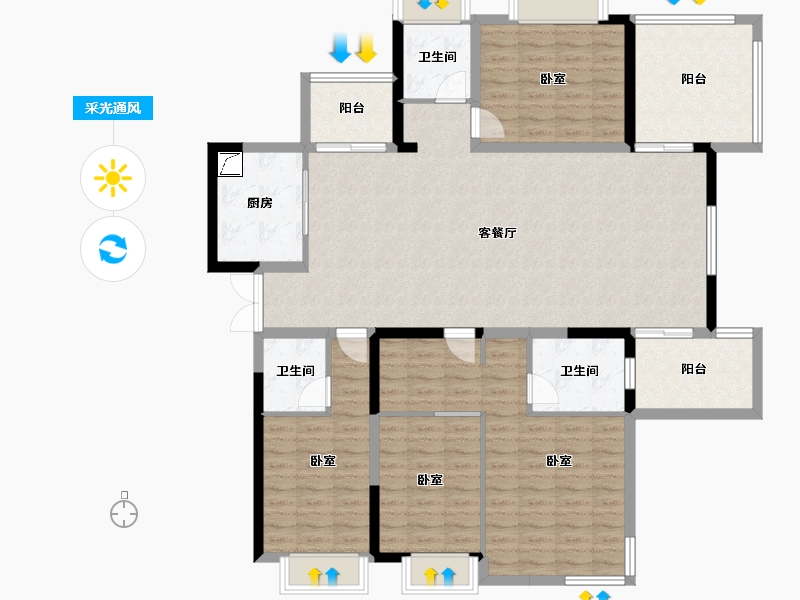 湖南省-长沙市-华韵城市海岸二期-144.07-户型库-采光通风