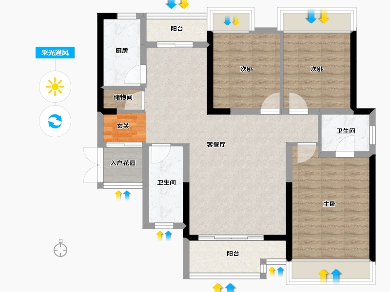 湖南省-长沙市-富兴•汇中央-92.20-户型库-采光通风