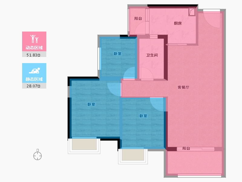 广东省-清远市-奥园誉峯-70.83-户型库-动静分区