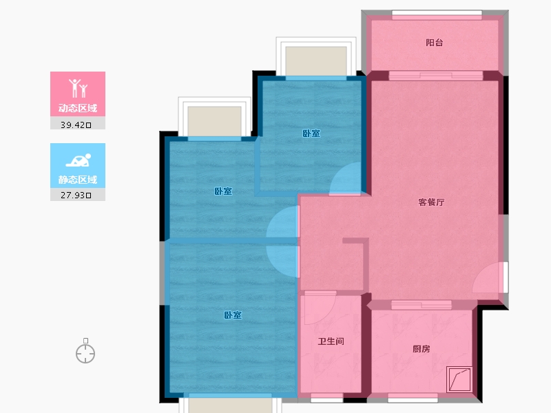 广东省-惠州市-恒大悦龙台-59.71-户型库-动静分区