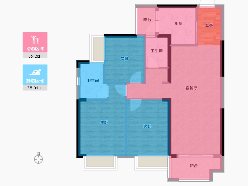 湖南省-长沙市-宁乡美的城-84.32-户型库-动静分区