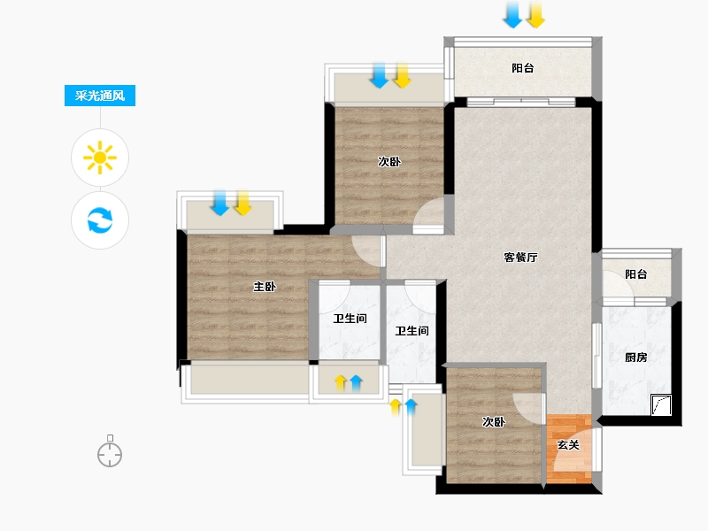 广东省-惠州市-星河荣域-73.78-户型库-采光通风