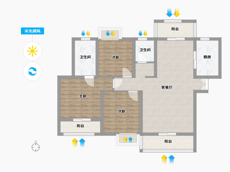 湖南省-常德市-时代华府-93.94-户型库-采光通风