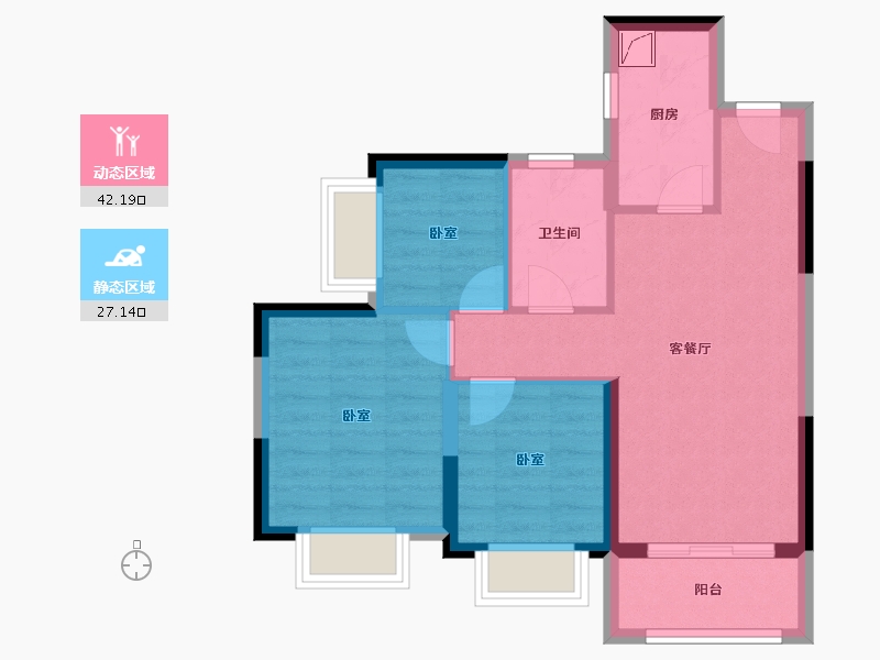 广东省-惠州市-恒大悦龙台-61.27-户型库-动静分区