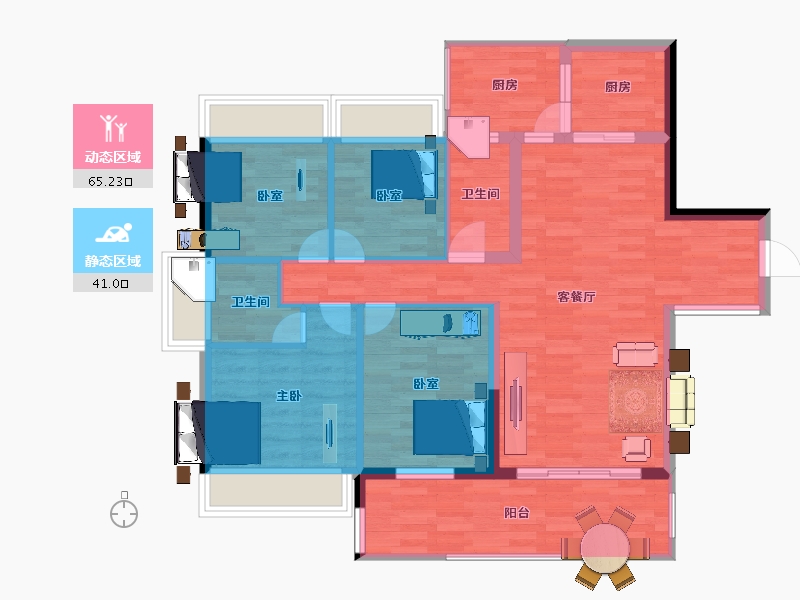 广东省-惠州市-禧临门-95.50-户型库-动静分区