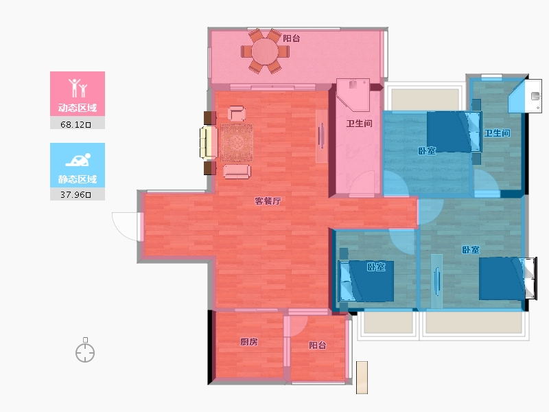 广东省-惠州市-禧临门-96.00-户型库-动静分区