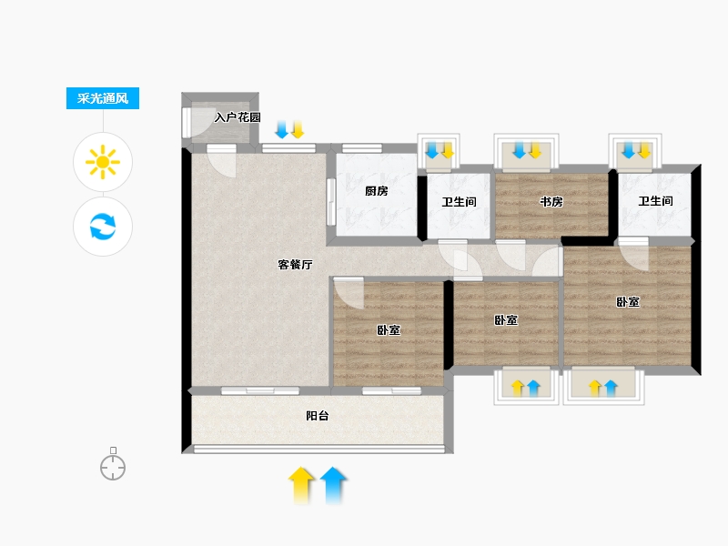 福建省-福州市-龙湖兰园·天序-90.20-户型库-采光通风