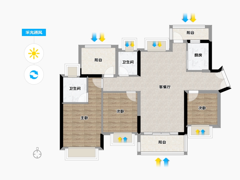 广东省-惠州市-星河荣域-87.84-户型库-采光通风