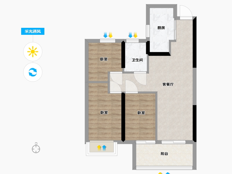 福建省-福州市-蓝光玖榕台-60.00-户型库-采光通风