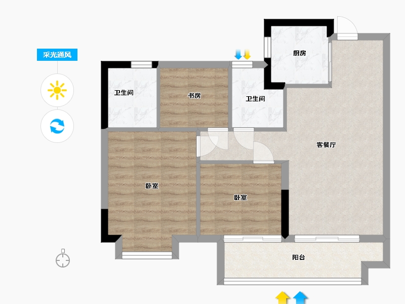 福建省-福州市-连江建发双玺书香府-70.00-户型库-采光通风