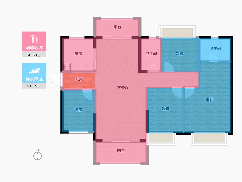 湖南省-长沙市-宁乡美的城-105.53-户型库-动静分区