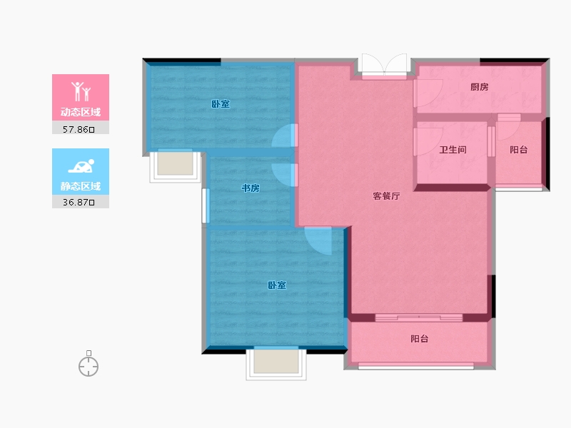 河南省-开封市-兰考望湖-84.62-户型库-动静分区