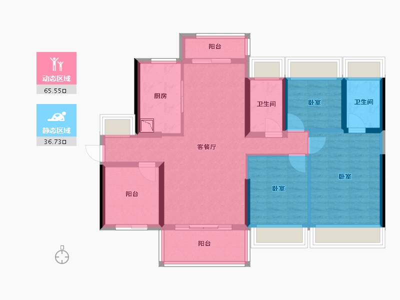 广东省-广州市-ICC碧桂园三龙汇-90.80-户型库-动静分区