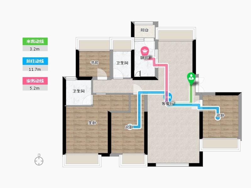 湖南省-常德市-香江悦府-96.50-户型库-动静线