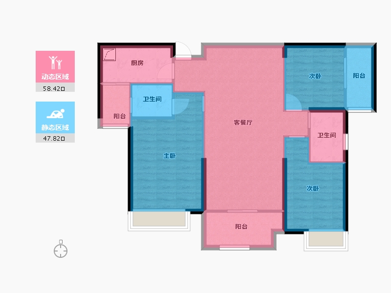 湖南省-常德市-城投·十里外滩-95.62-户型库-动静分区