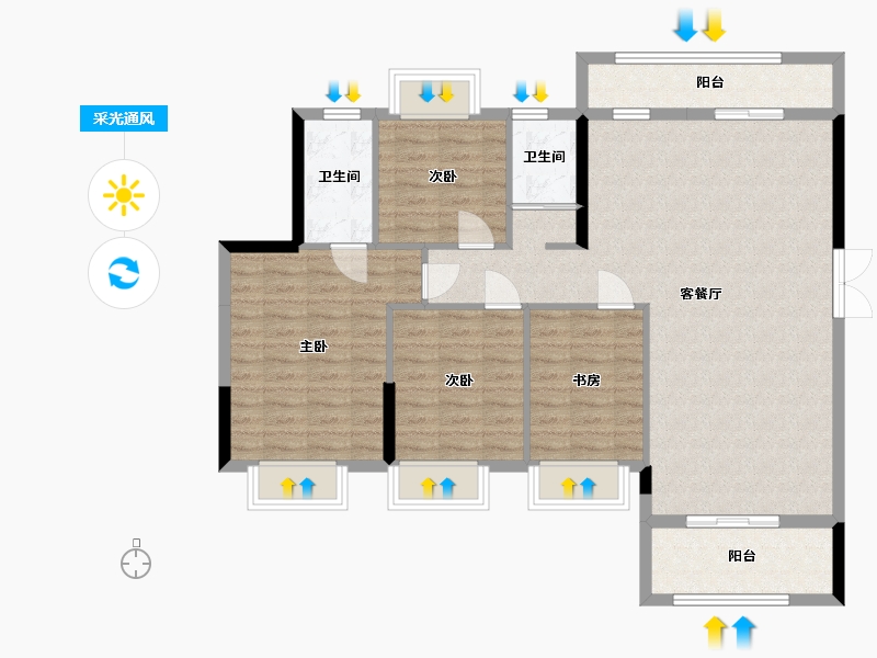 广东省-韶关市-南雄市源河汇景商住小区-106.73-户型库-采光通风