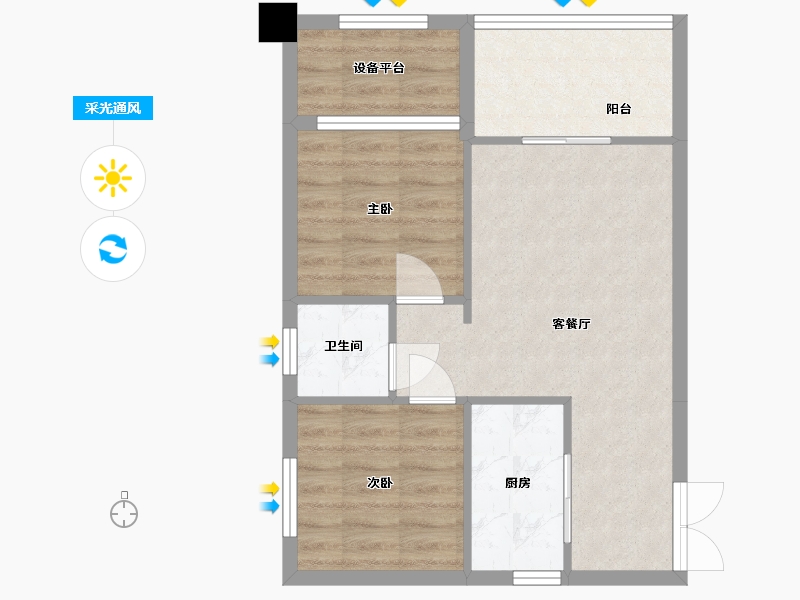 湖南省-常德市-城投·十里外滩-55.61-户型库-采光通风