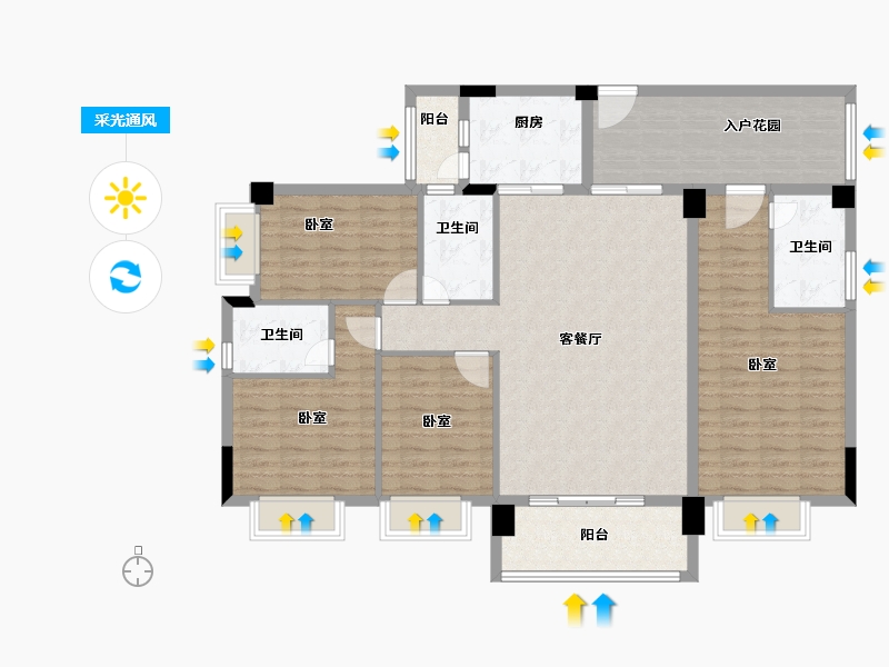 广东省-广州市-云峰学府南苑-130.91-户型库-采光通风