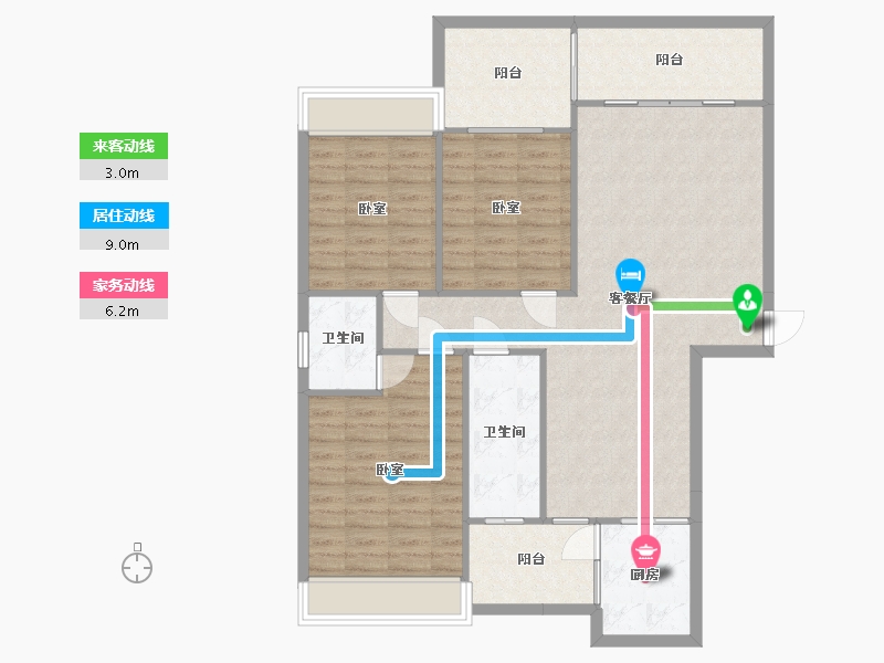 湖南省-衡阳市-中城绿洲-107.49-户型库-动静线