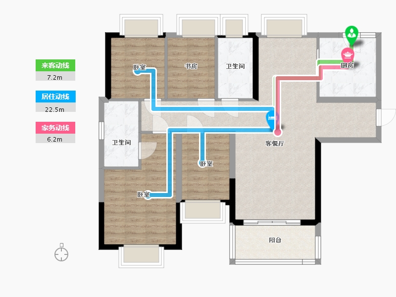 湖北省-武汉市-武汉恒大时代新城-97.57-户型库-动静线