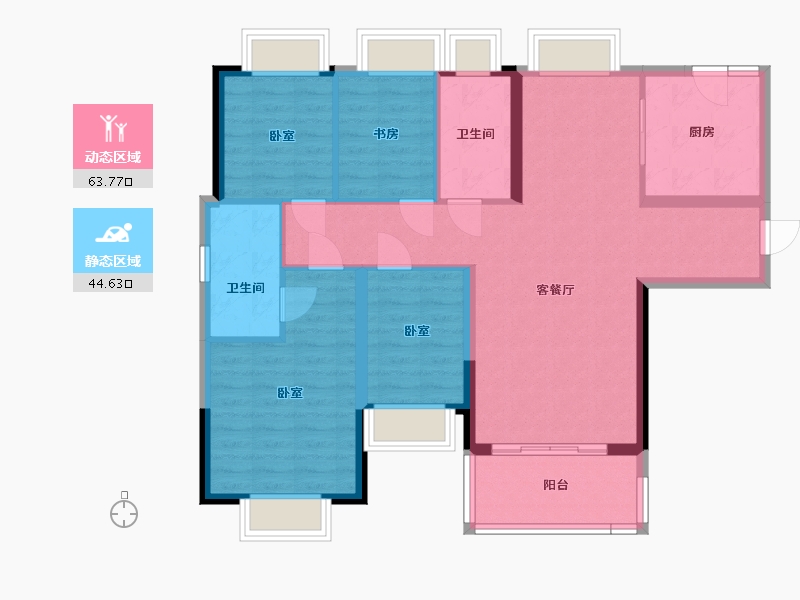 湖北省-武汉市-武汉恒大时代新城-97.57-户型库-动静分区