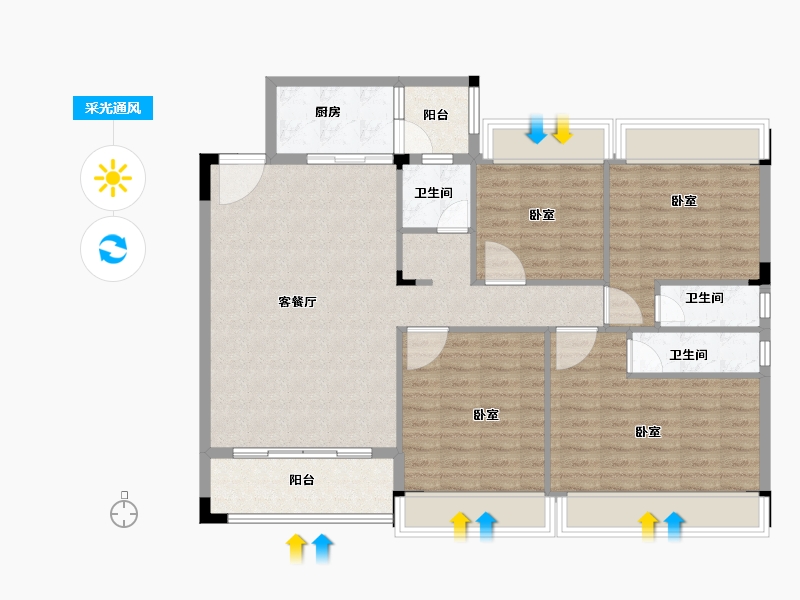 广东省-韶关市-乐昌利华雅居-110.87-户型库-采光通风