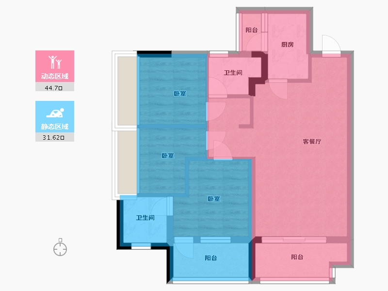 广东省-深圳市-宝昌利御景御峰公馆-67.00-户型库-动静分区