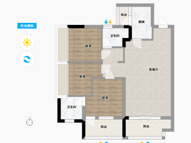 广东省-深圳市-宝昌利御景御峰公馆-67.00-户型库-采光通风