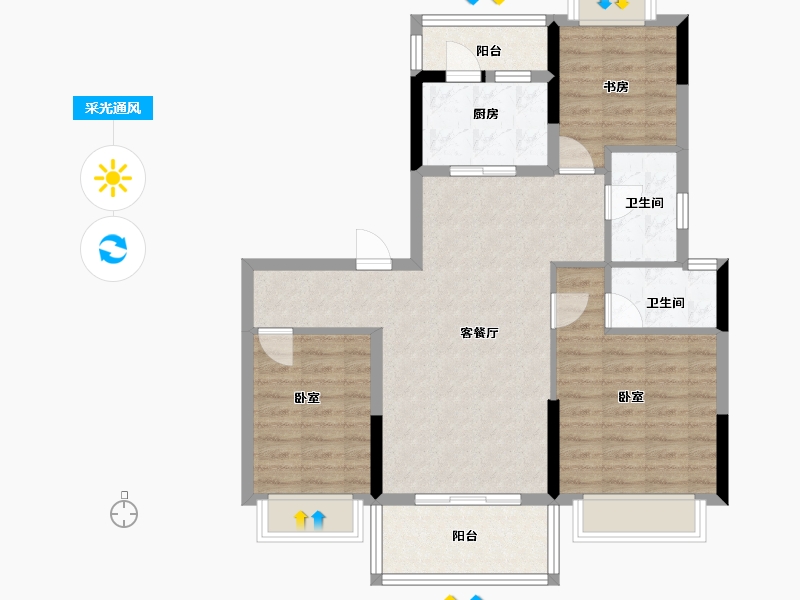 广东省-河源市-碧桂园·公园上城-86.58-户型库-采光通风