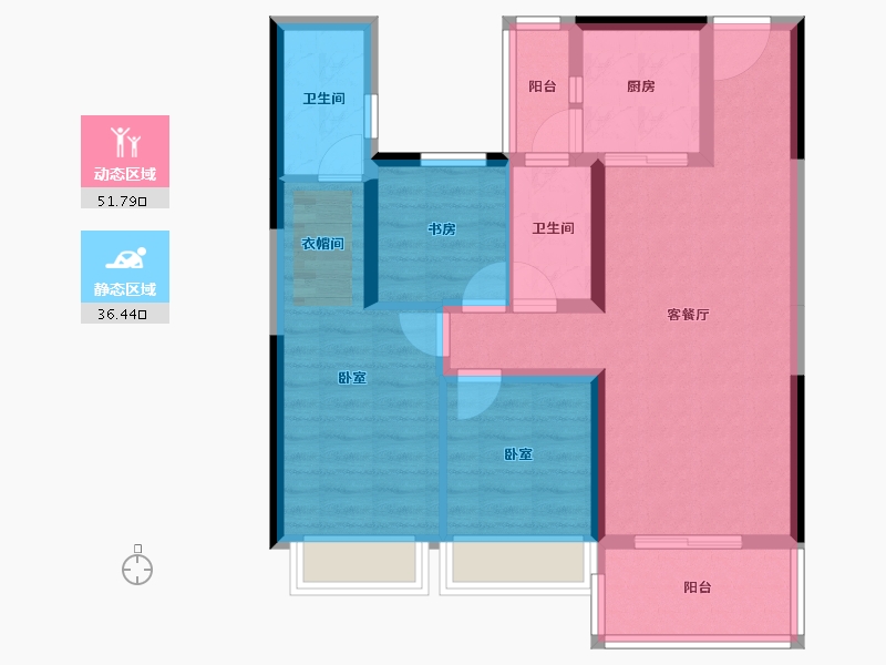 湖北省-孝感市-碧桂园新城华府-77.73-户型库-动静分区