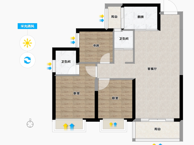 湖南省-长沙市-长房云公馆-78.92-户型库-采光通风