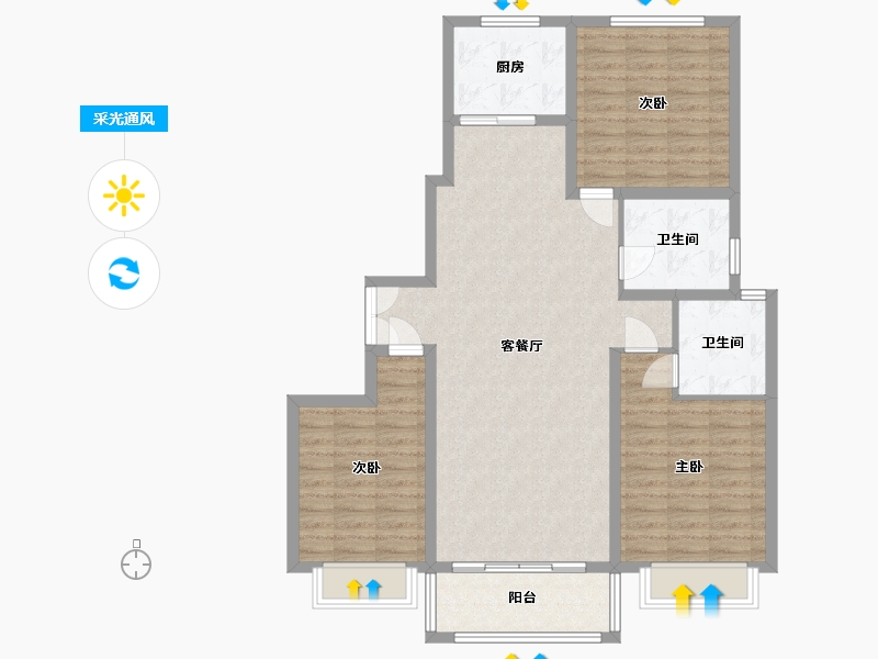 河南省-商丘市-金信国际城-105.00-户型库-采光通风