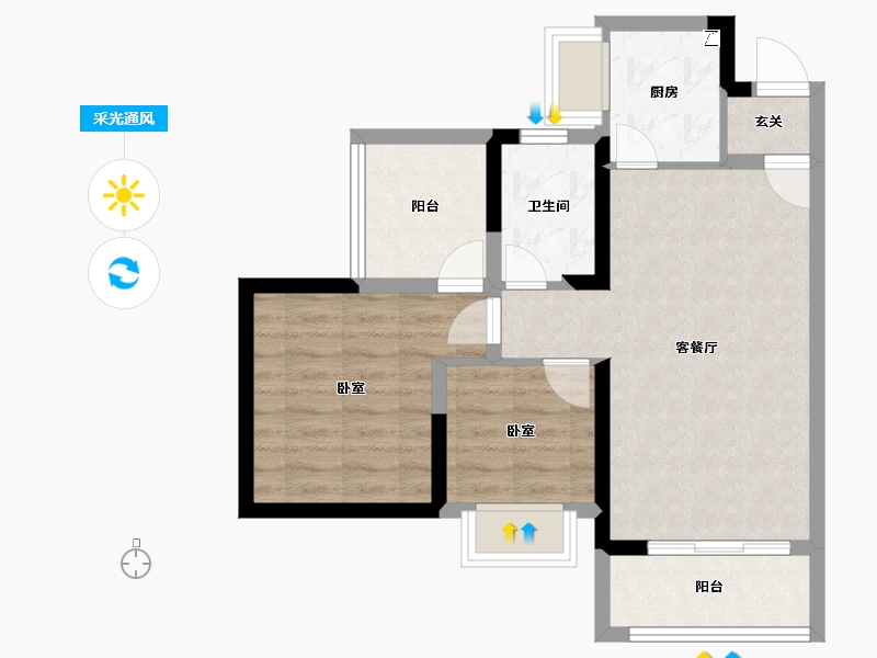 广东省-惠州市-颐安天朗名庭-61.00-户型库-采光通风