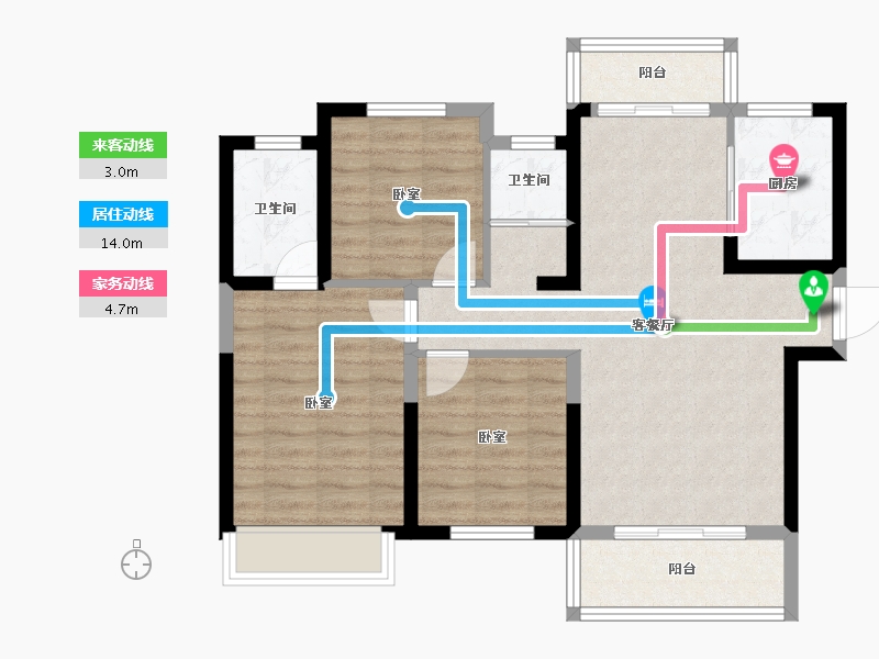 湖南省-长沙市-长房云公馆-82.43-户型库-动静线