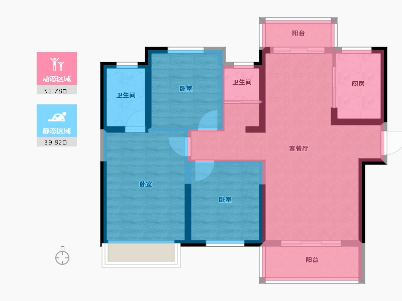 湖南省-长沙市-长房云公馆-82.43-户型库-动静分区