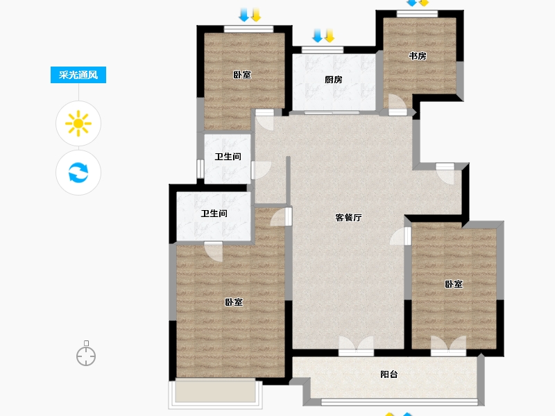 山东省-聊城市-翰林天悦-109.99-户型库-采光通风