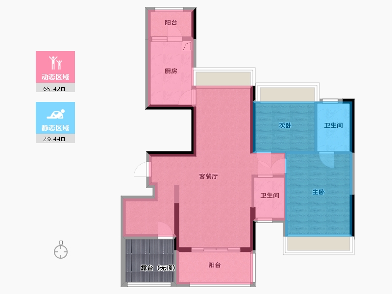 湖南省-常德市-香江悦府-90.33-户型库-动静分区