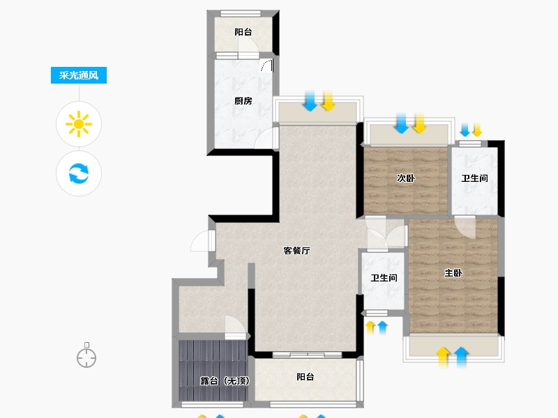 湖南省-常德市-香江悦府-90.33-户型库-采光通风