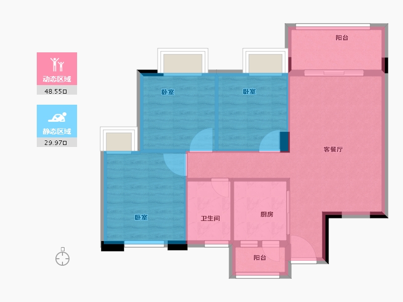 广东省-广州市-云峰学府南苑-70.58-户型库-动静分区